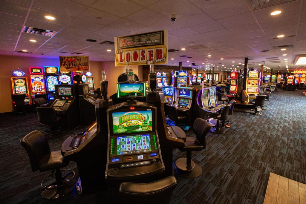 Wide slot machine floor with many games